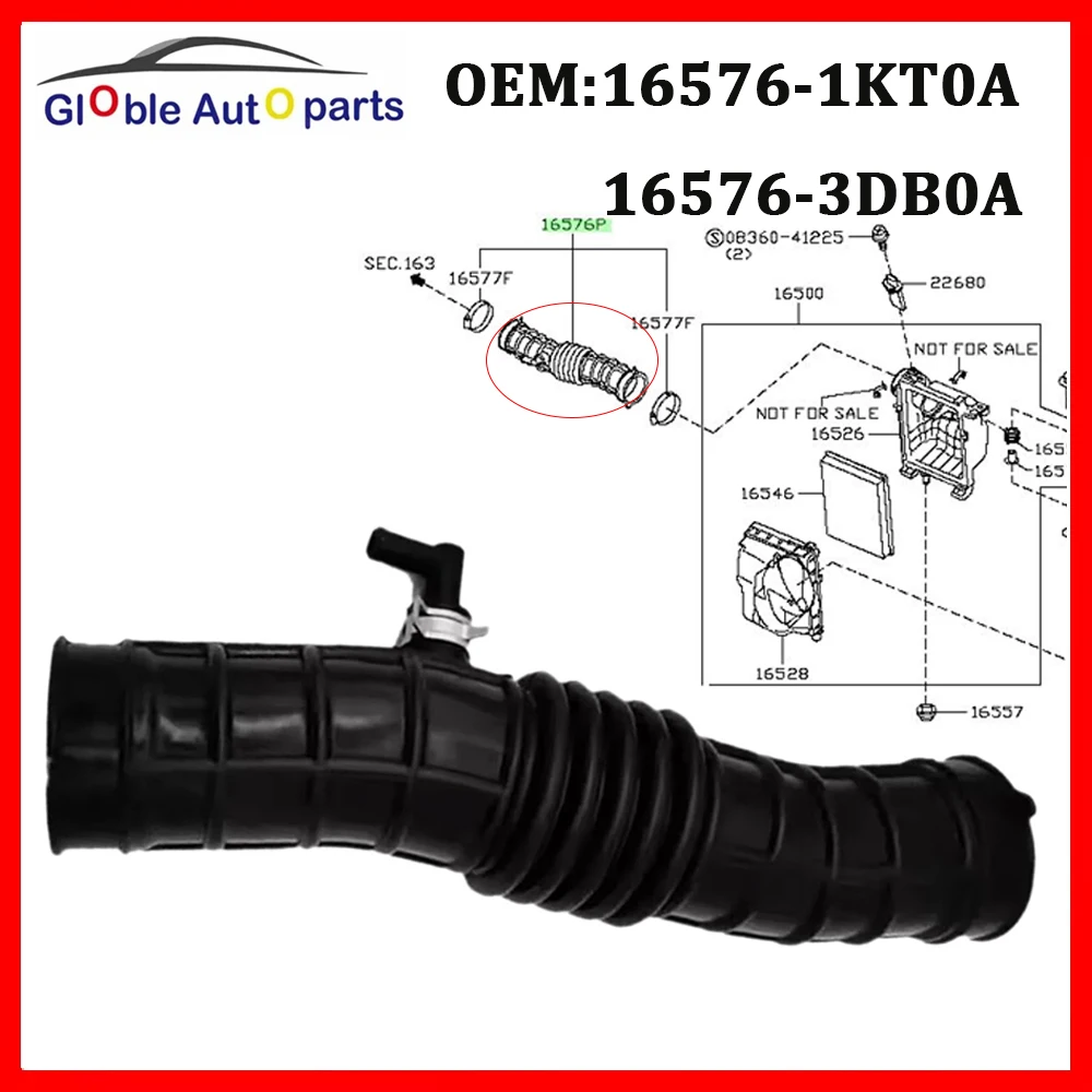 Air Intake Hose For Nissan Juke Chassis F15 F15E F15N JF15 YF15 Engine HR15DE HR16DE Cube Z12 NV150 AD Sentra Tiida 16576-1KT0A