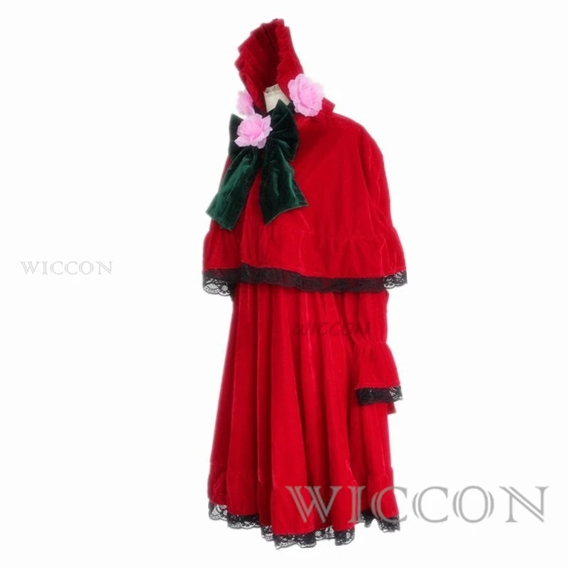 Anime Rozen Maiden Pure Ruby Cosplay Shinku Red Dress Halloween Costume lolita Red  Hat For Girl Women wig wigcap shoes cosplay