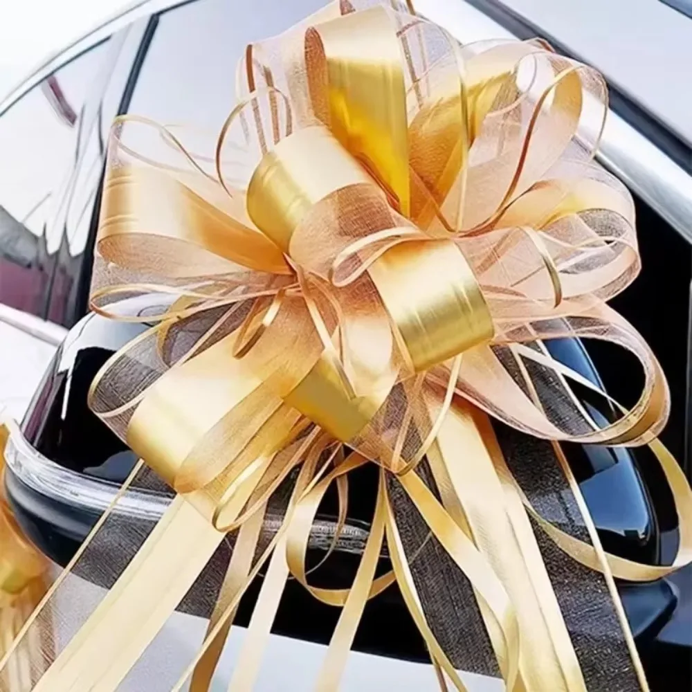 5Pcs New DIY Wedding Car Ribbon Gift Wrap Craft Flowers Wedding Car Bow Ribbons Wedding Pull Bow Flower Wedding Car Decor
