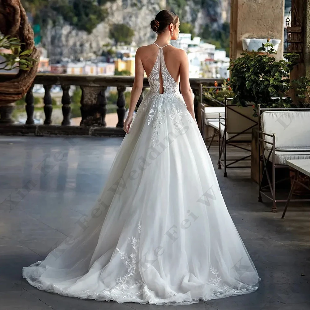 Vestidos de casamento em linha A, sem mangas, fofos, estilo princesa, vestidos de noiva para limpar, elegante, novo