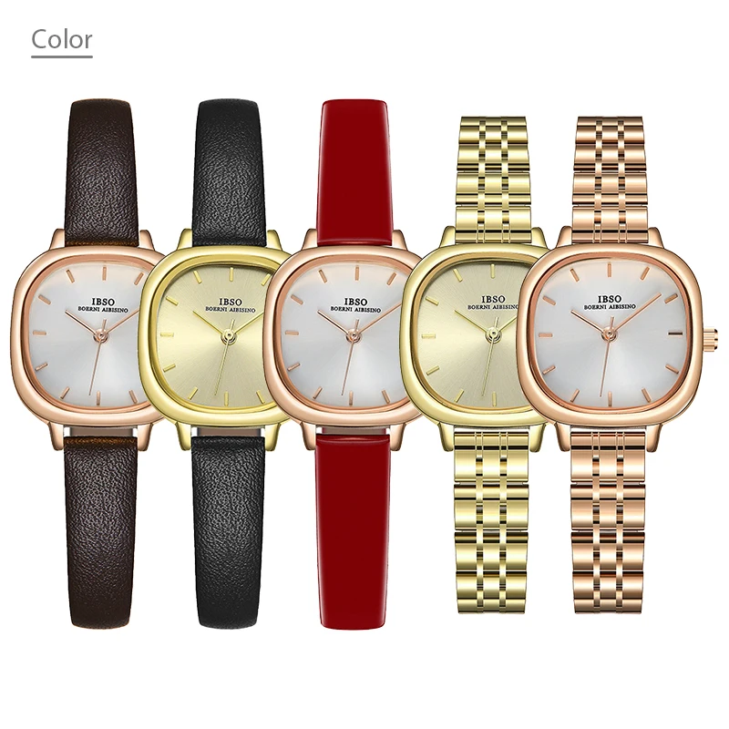 Orologio da donna di marca di lusso orologio da polso impermeabile in acciaio con quadrante piccolo in oro regalo femminile orologio da polso al quarzo in pelle quadrata di moda da donna