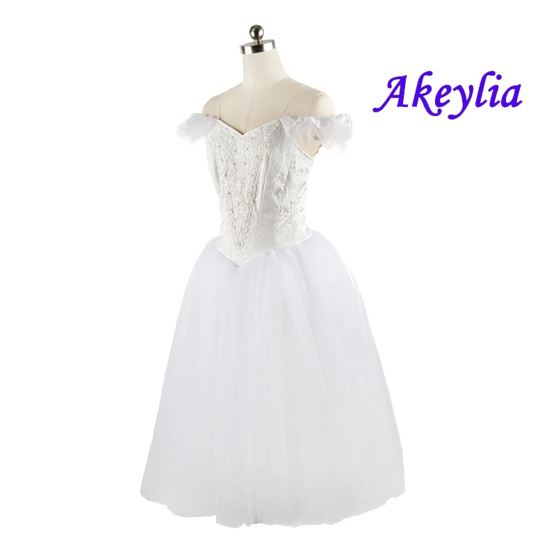 No elastic Romantic Ballet tutu Princess dress Professional La Sylphide Ballerina  Women White Fairy Ballet Long dress JNBL158