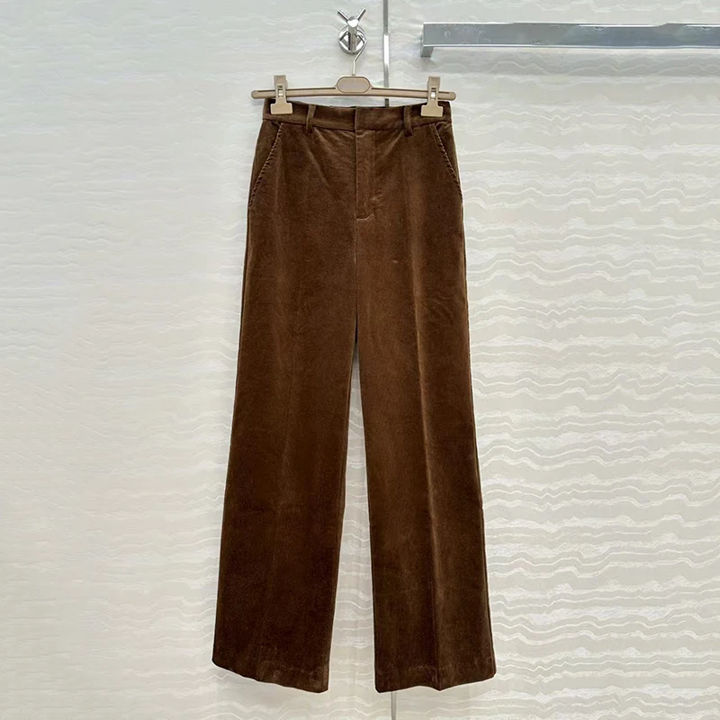 

Women's pants New high waisted slim fit straight leg pants for autumn 2025 High quality pure cotton corduroy suit pants trousers