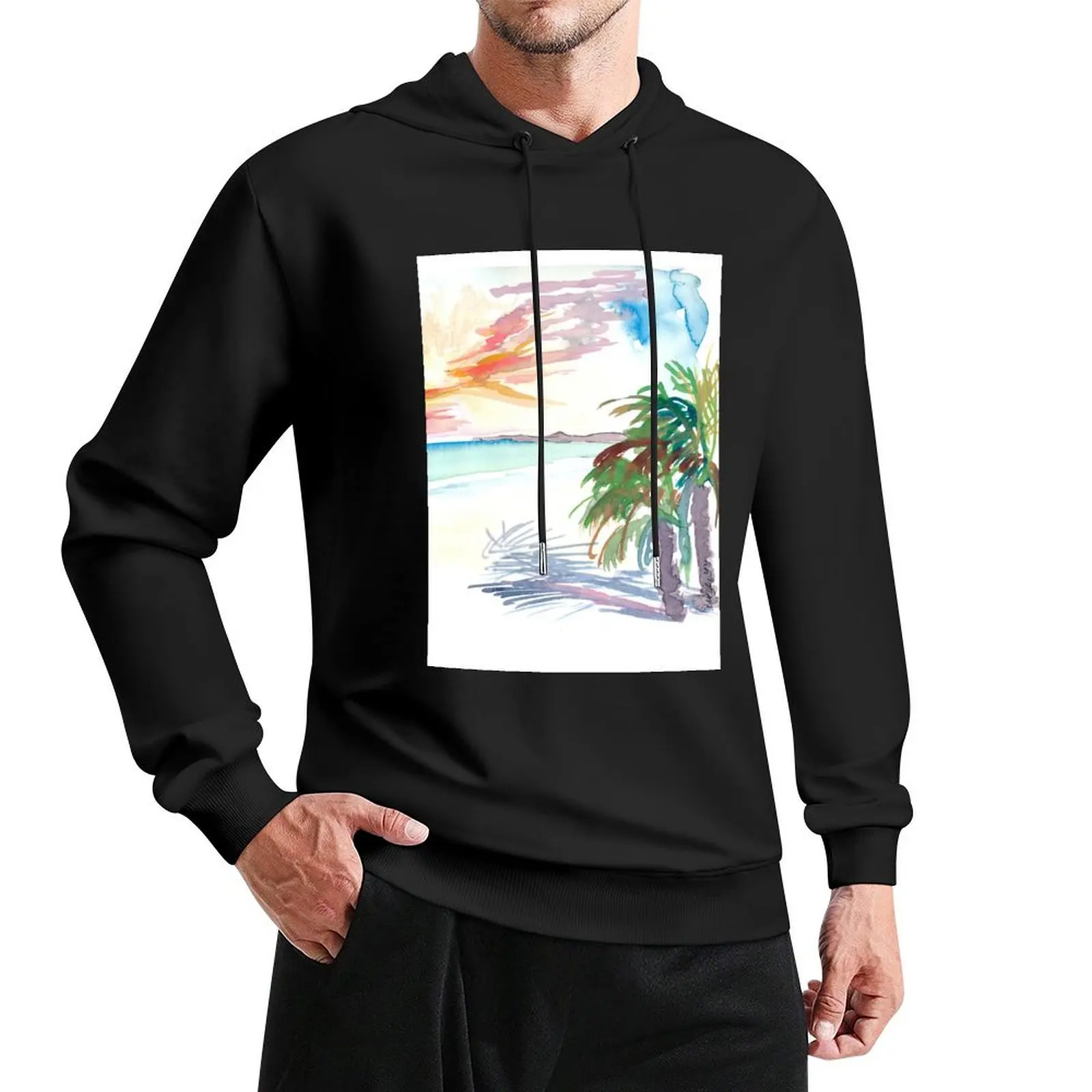 

White Sandy Beaches in Martinique West Indies Pullover Hoodie graphic t shirts men men's autumn clothes hoodie men