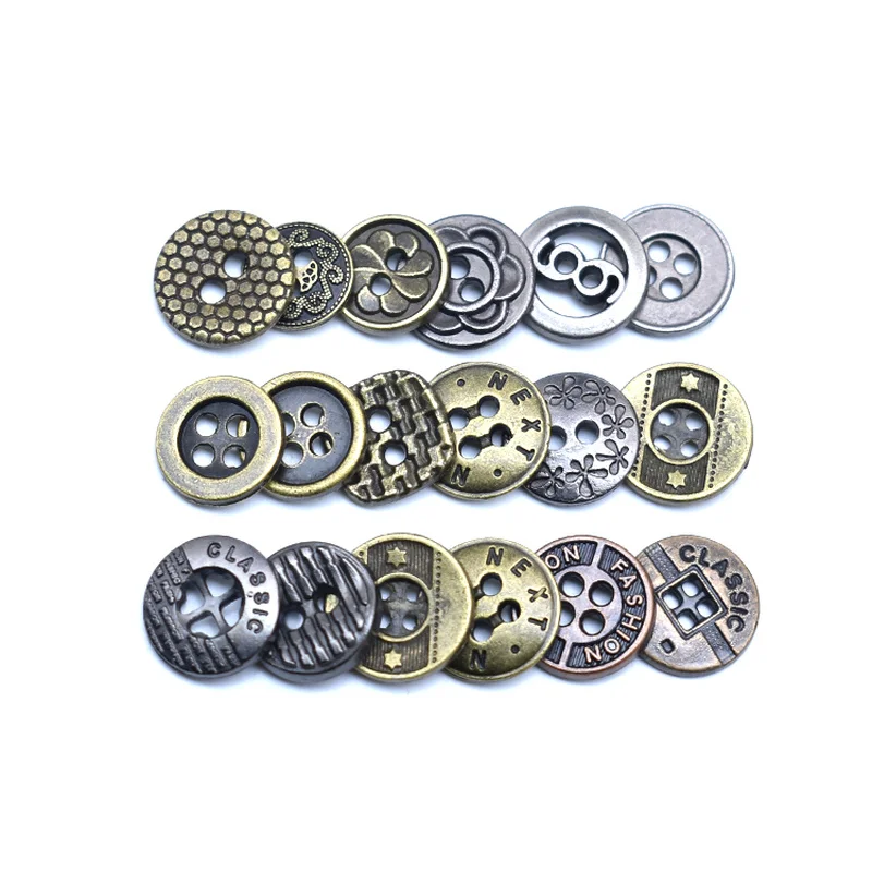 10pcs/lot Vintage Bronze Buttons Sewing Round Metal Buttons 4 Holes for Jacket Sweater Overcoat Garment DIY Accessories