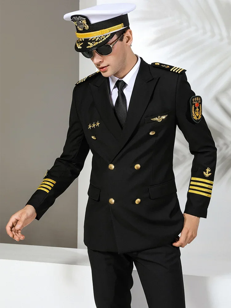 US U.S. NAVY MALE OFFICER SERVICE DRESS BLUE BLACK UNIFORM Double Breasted Men