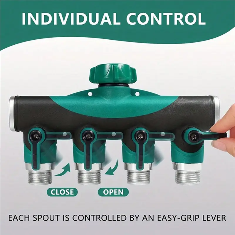 [A93Z!】 Zinc Alloy Adjustable 3/4 Inch 4-Way Hose Connector Splitter Water Tap Distributor Hose B