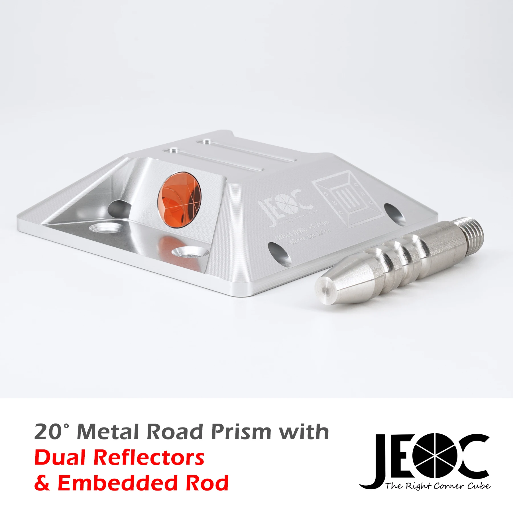 

JEOC 20 Degree Road Monitoring Prism, Cat Eye Prism w/ Dual Copper Coated Reflectors,Expansion Screw or Embedded Rod Topography