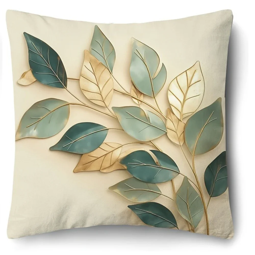 Funda de almohada con estampado de hojas, decoración moderna para el hogar, sala de estar, funda de cojín para sofá sin