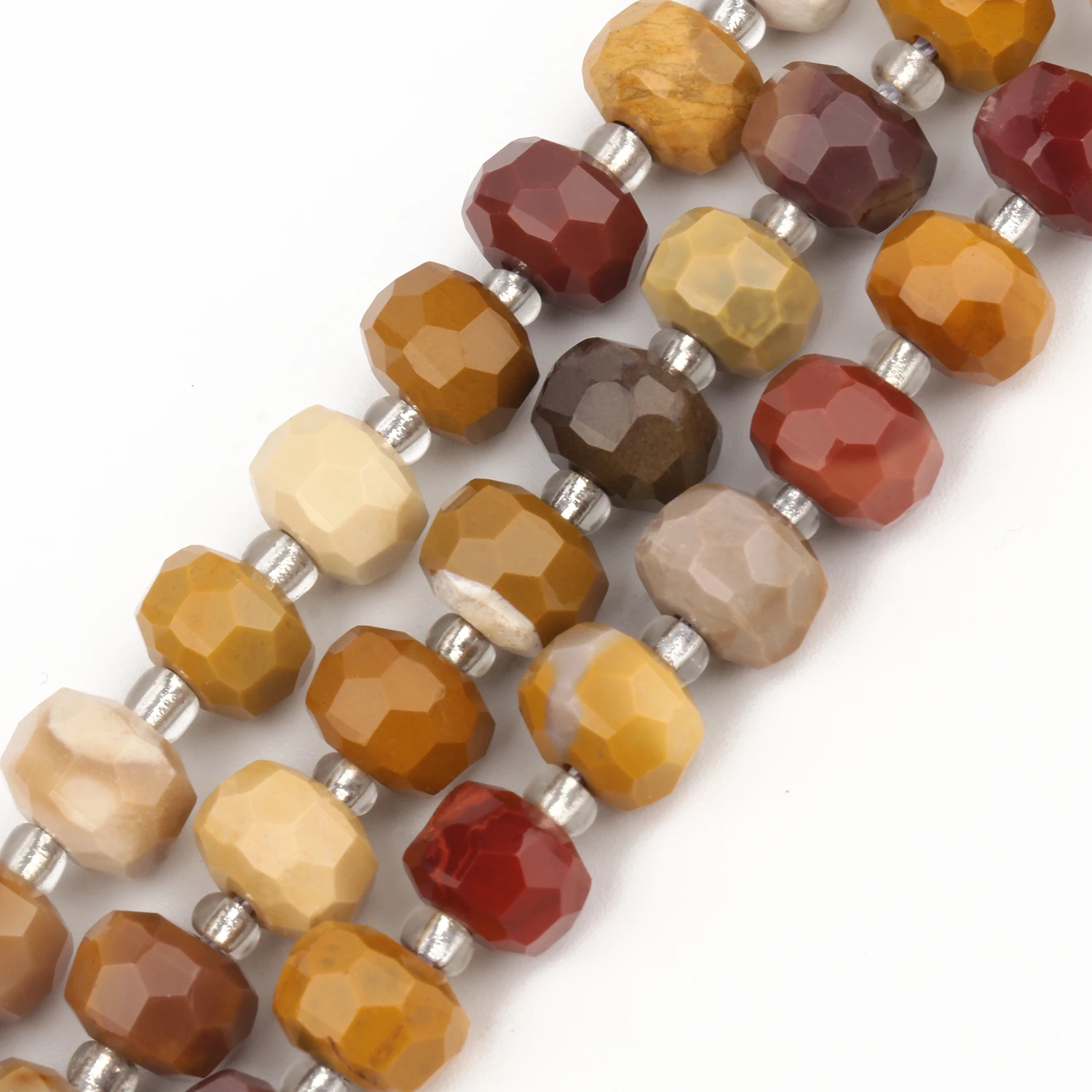 8x6mm Natural Faceted Wheel Mookaite Stone Beads Rondelle Loose Spacer Beads for Jewelry DIY Making Bracelets Accessories