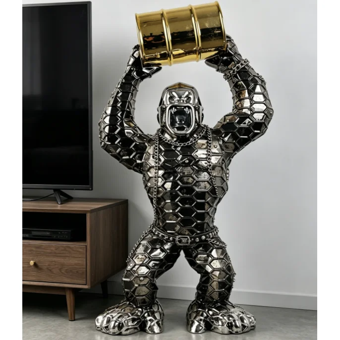 TV Stand Decorative Custom Gorilla Chimpanzee Statue Home Ornament Roaring Big Monkey Decorative for Home