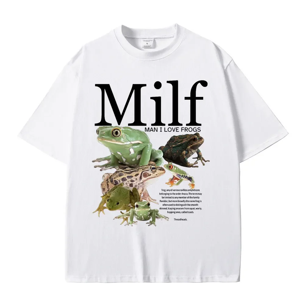I Love Frogs Funny Frog Amphibian Lovers Meme T-shirts Casual Vintage Short Sleeve Harajuku Short Sleeve Casual