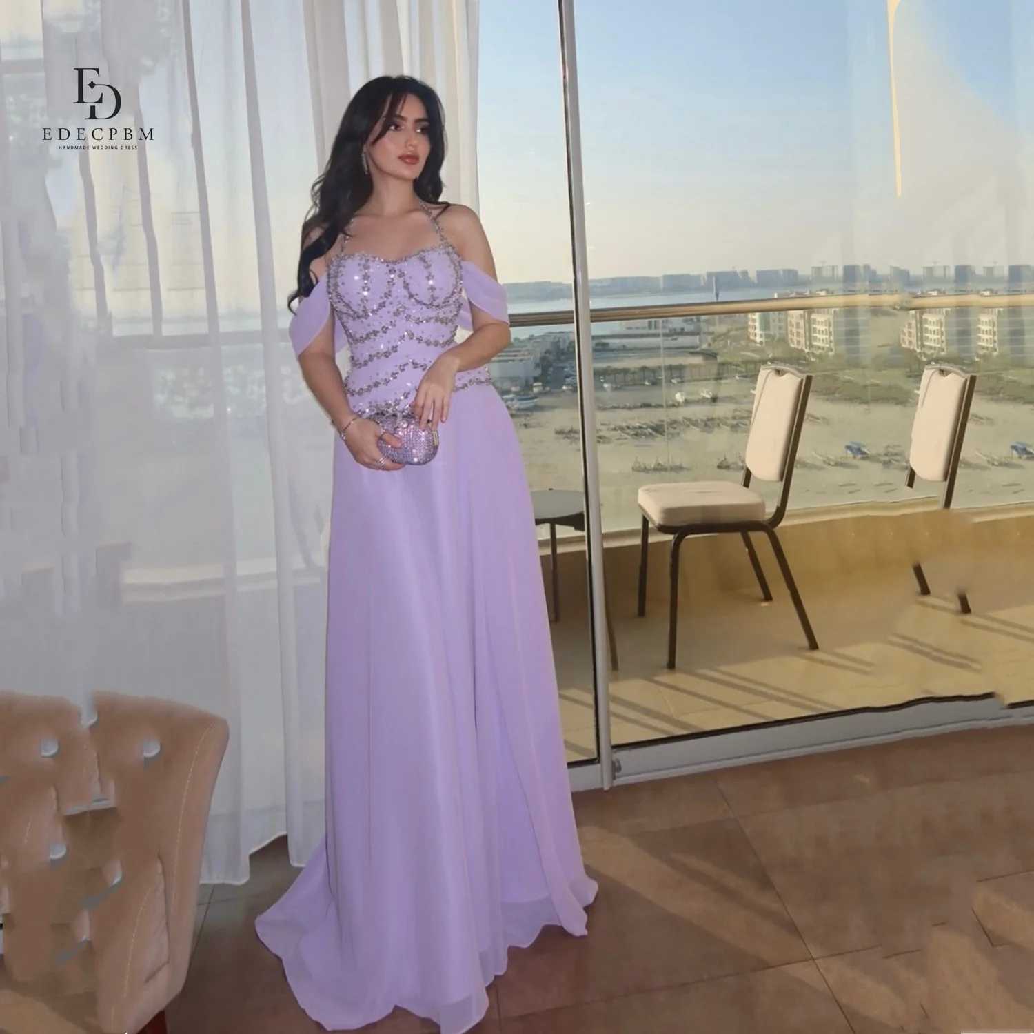 

EDECPBM Chiffon Women Evening Dress Womens Dresses for Special Occasions Customized Sweetheart A-line Elegant Party Dresses 2025