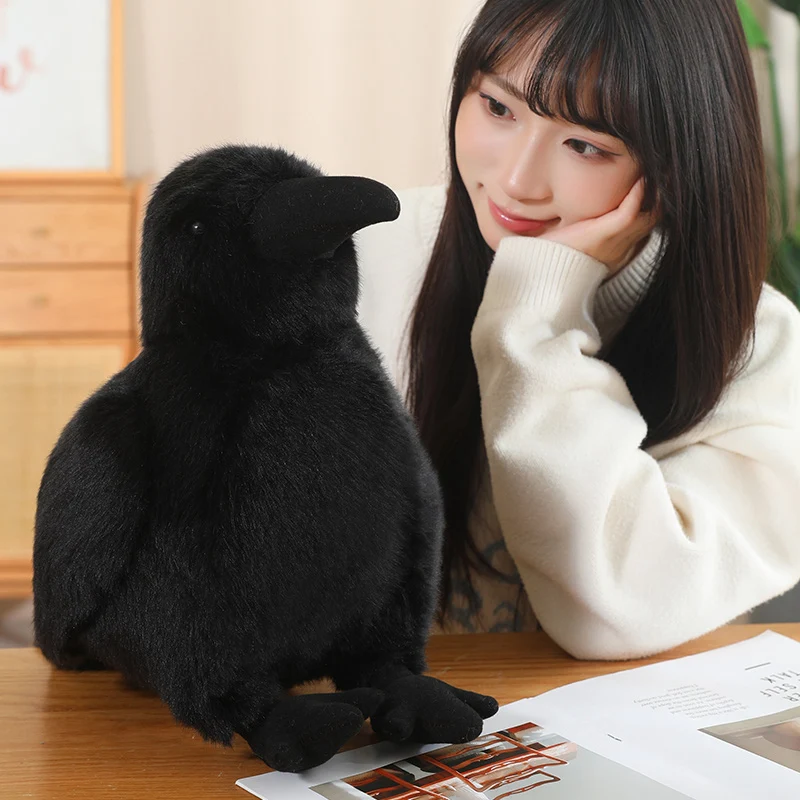15-35 センチメートルリアルな黒カラスぬいぐるみソフトで快適な高品質手作りカラス人形スーパークールな部屋の装飾素敵なギフト