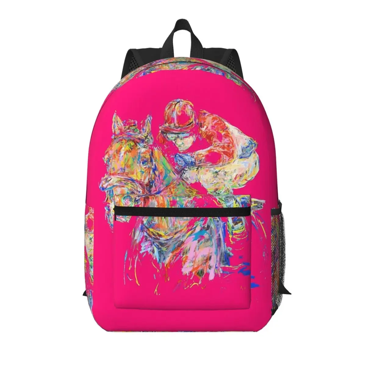 Vibrant Equestrian Horse Racing Student Backpack School Bag Hiking Travel Daypack for Boys Girls Bookbag Shoulder Bags