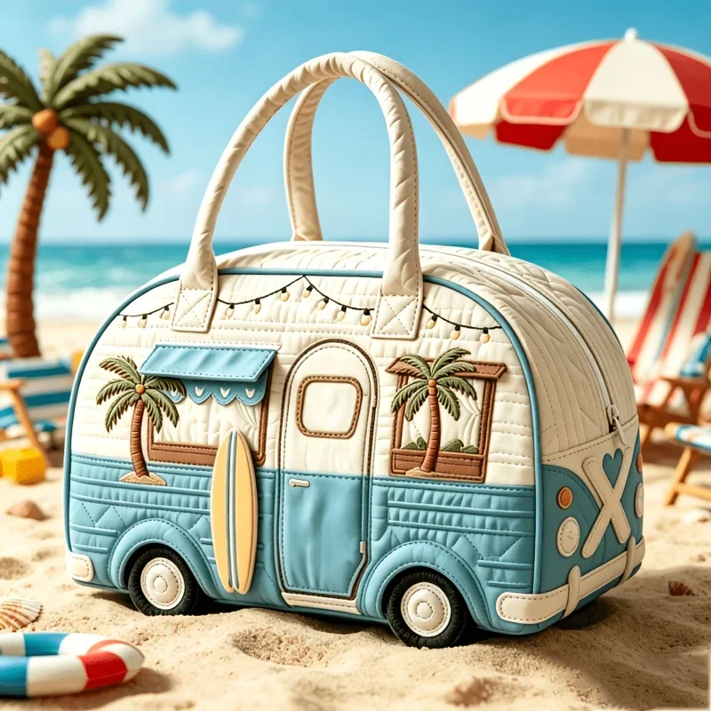 Neue 9 Stile Bus-förmige Gesteppte Reisetasche Große Kapazität 3D-Quilting-Handwerk Reisetasche Tragetaschen Kurzstrecken-Handtasche – Detail 1