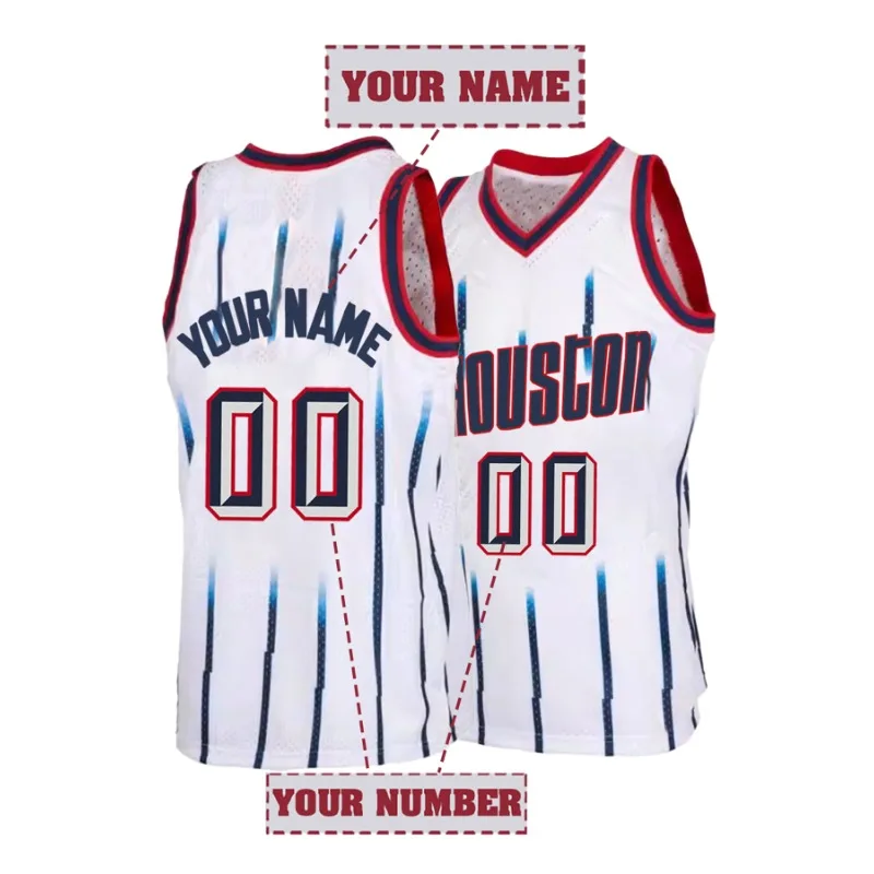 

Баскетбольная майка с именем и номером на заказ, дышащий жилет без рукавов Houston, идеально подходящий для тренировок, соревнований и спортивных мероприятий