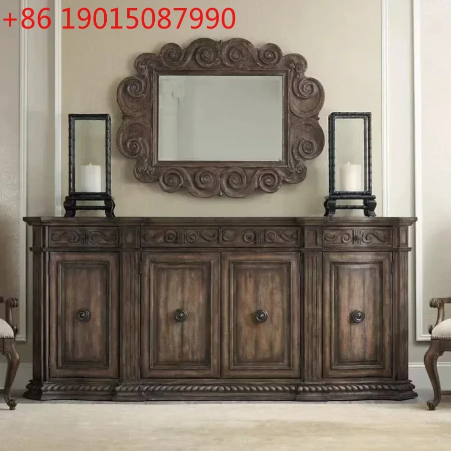 

American rural retro old solid wood side cabinet