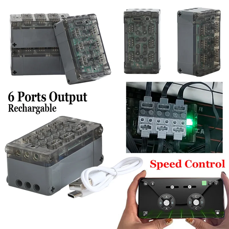 Nova função de energia elétrica motores smartbrick remoto app controle de velocidade linear interface de 6 canais pf sbrick bloco de construção parte