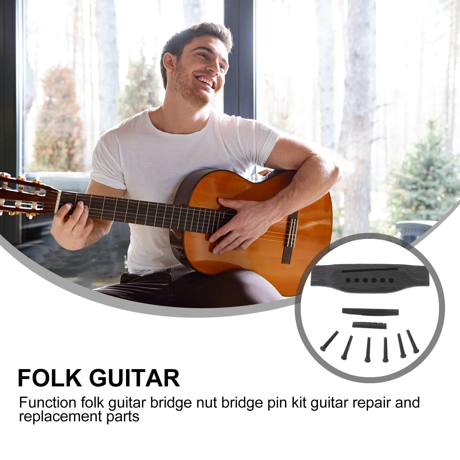 

Guitar Accessory Set Maintenance Kit Parts and Accessories Replace Saddle Nut Saddles Replacement Bridge Needles Brown