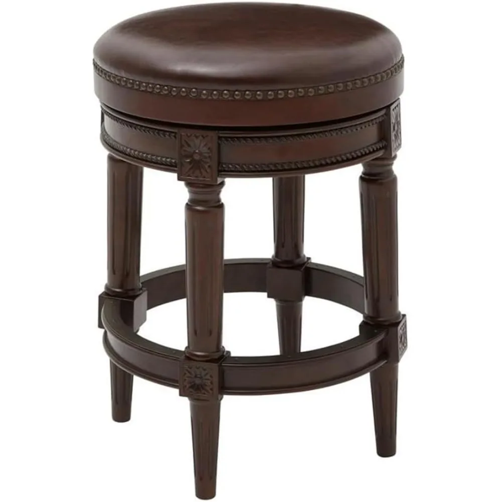 

Chapman 26in. Counter-Height Swivel Bar Stool, Backless, Distressed Walnut with Dark Brown Seat