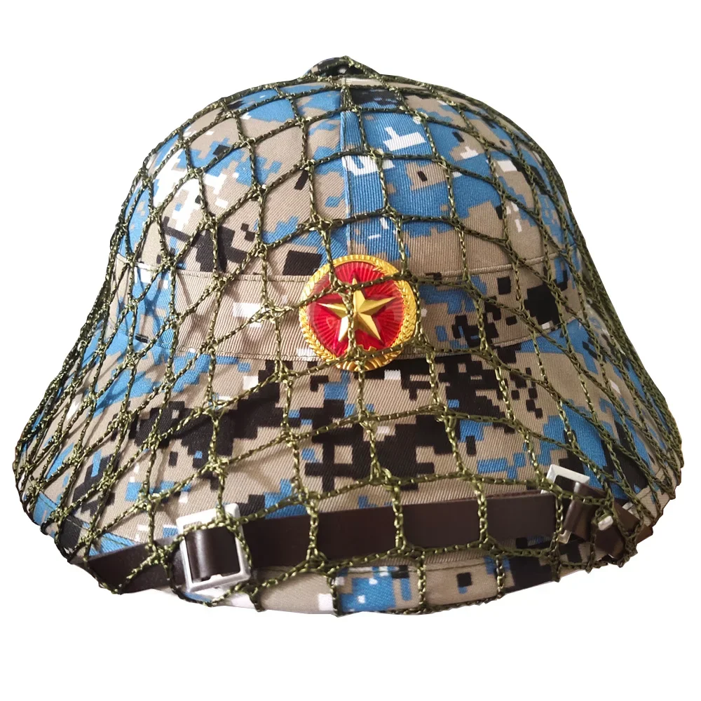 

Vietnam Helmet Blue Camouflage Tactical Hat with Mesh Cap Performance Props Vietnamese Tactical Helmet