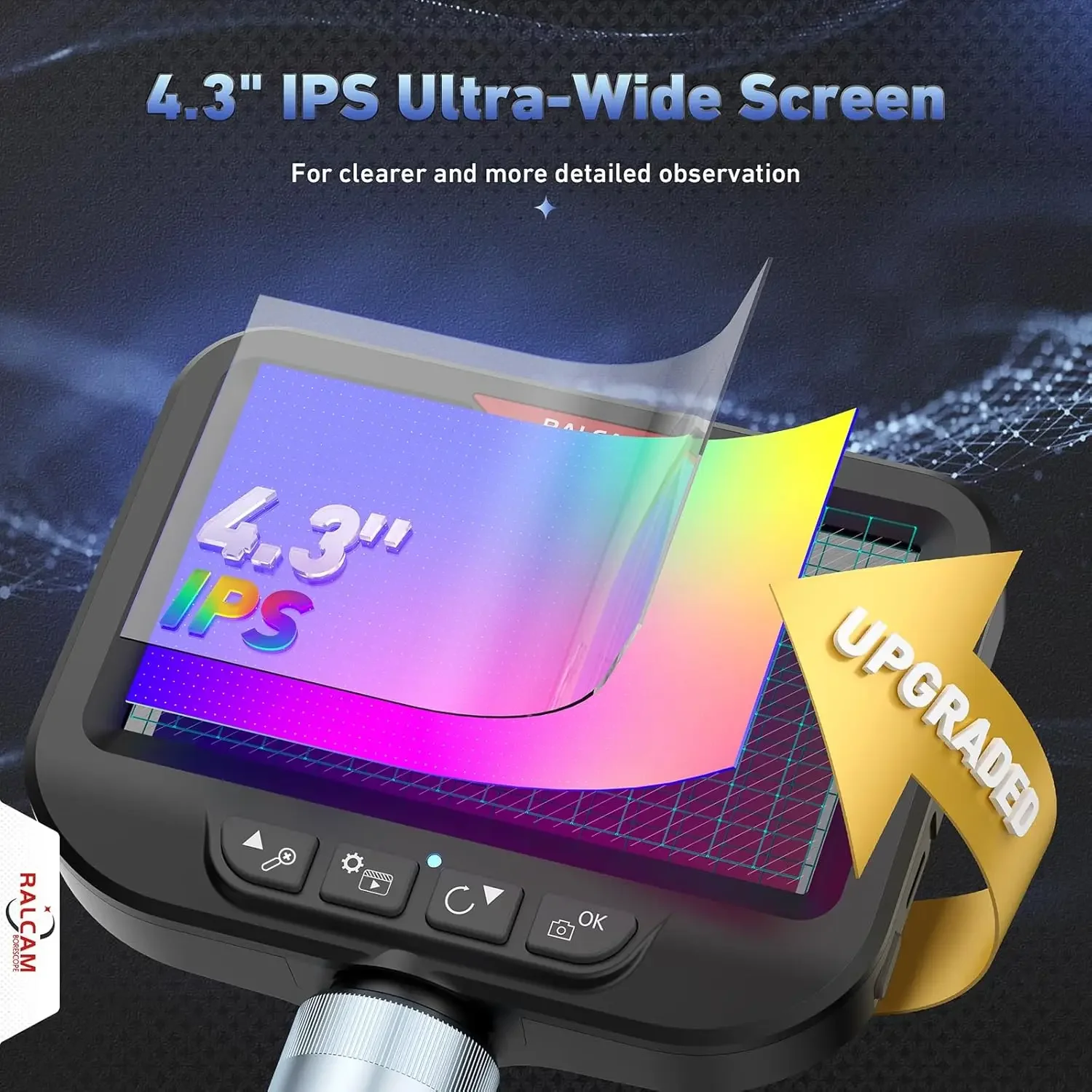 360 °   توضيح Borescope 6.2mm IP67 مسبار مقاوم للماء 4 طرق IPS كاميرا فحص المنظار للسيارات