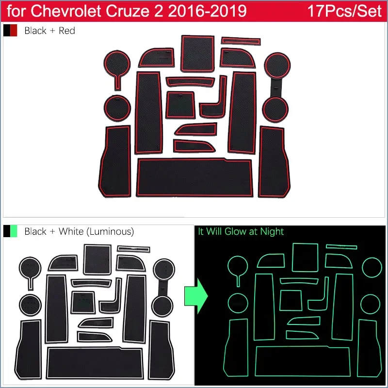 Anti-slip Door Groove Mat Gate Slot Cup Pad for Chevrolet Cruze 2 2016~2019 2017 2018 MK2 Chevy Sedan Hatch Accessories Goods