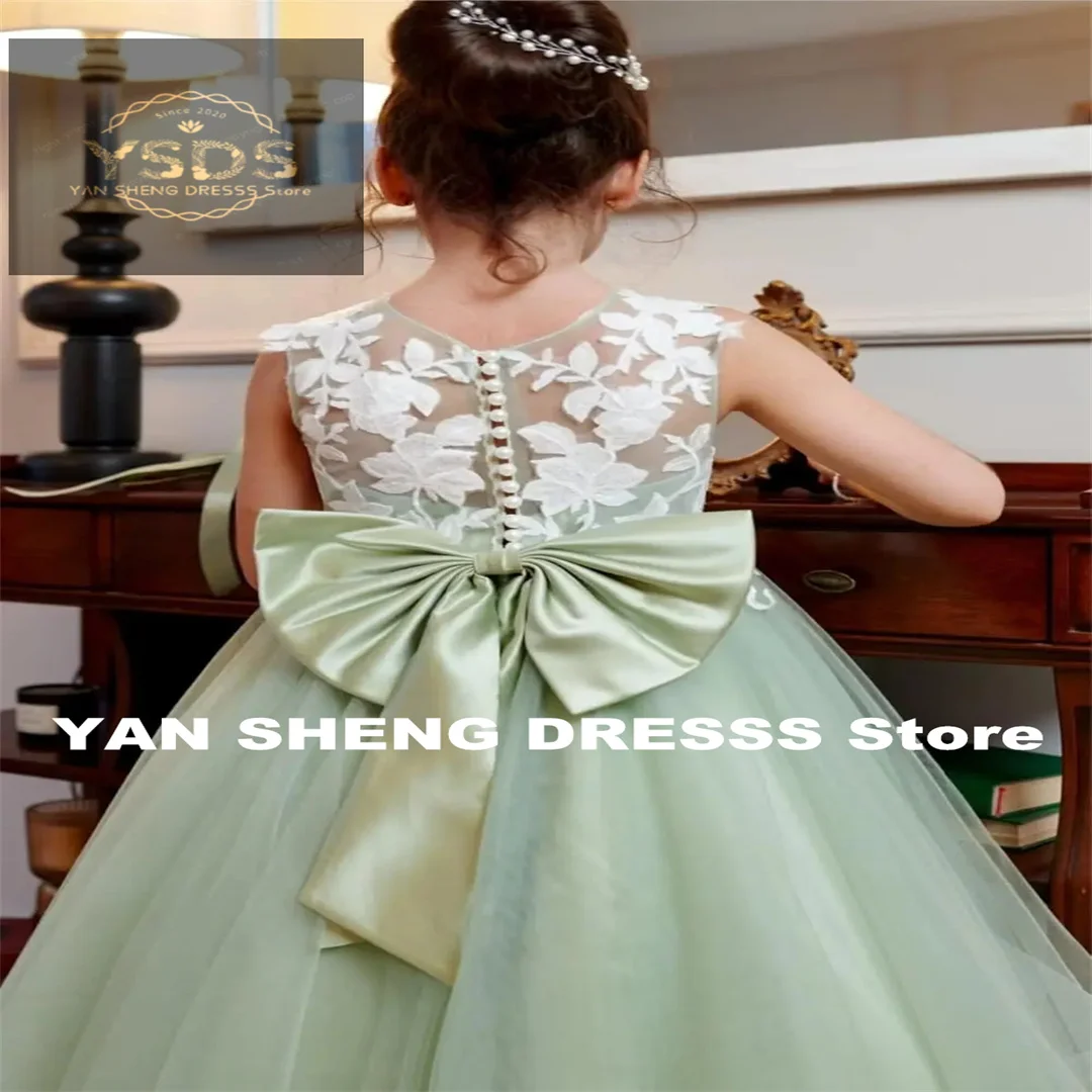 فستان فتاة الزهور من التول لوصيفة العروس وفساتين المناولة الأولى وحفلات الأميرة وفساتين الحفلات للفتيات