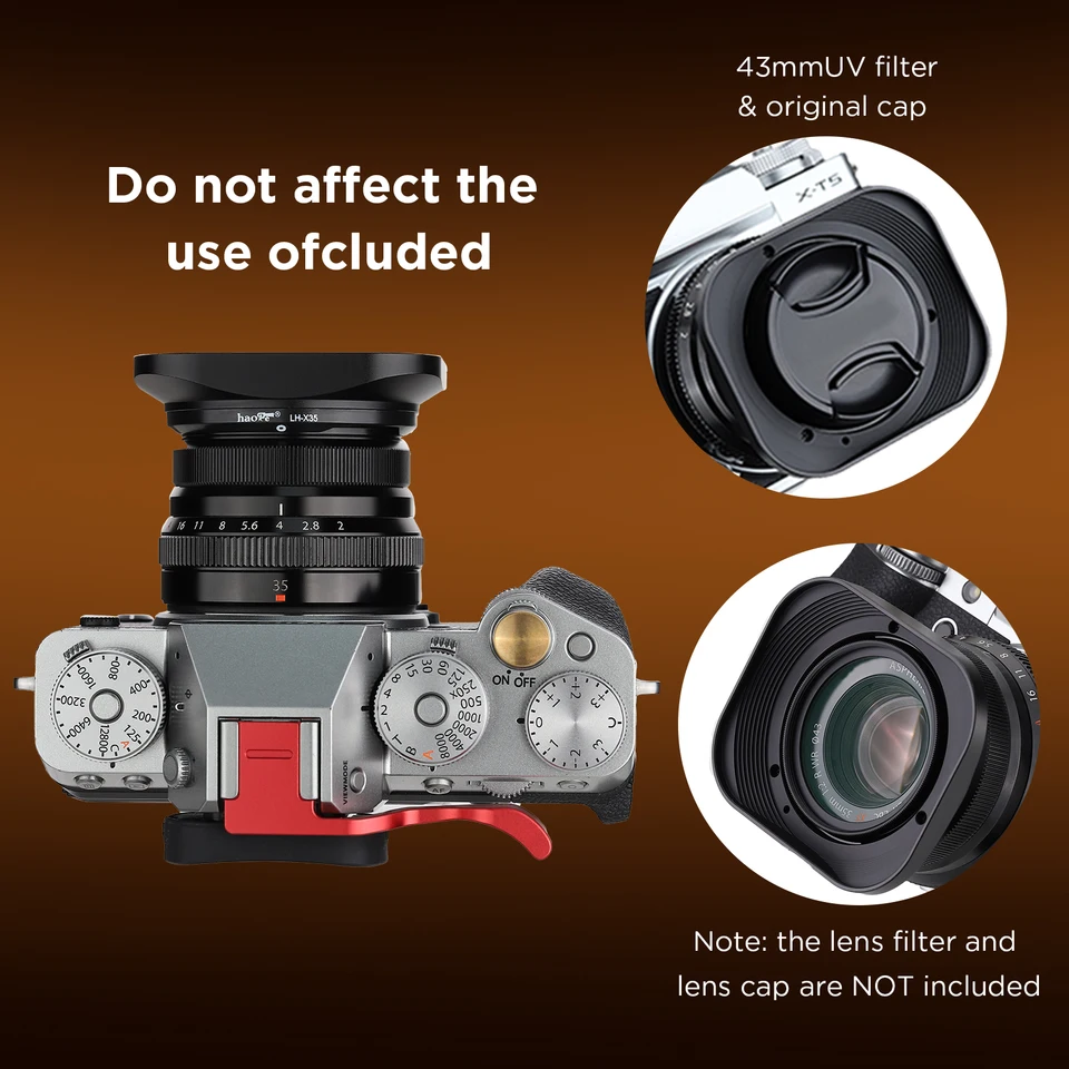 Haoge LH-X35 Square Metal Lens Hood Shade for Fuji Fujifilm XF