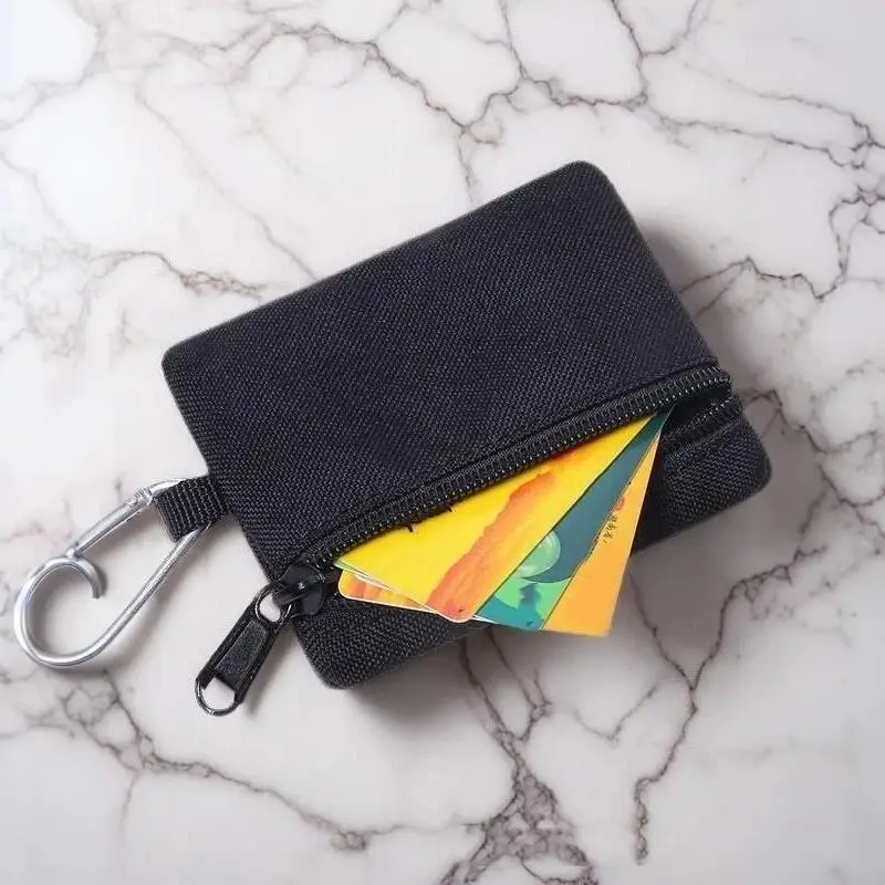 Wasserdichte Leichte Oxford Mini-Taktische Tasche mit Karabiner, Reißverschluss, Schlüsselhalter, Münz- und Kartenfach, Outdoor-Wandertasche, Herren-Geldbörse – Detail 8