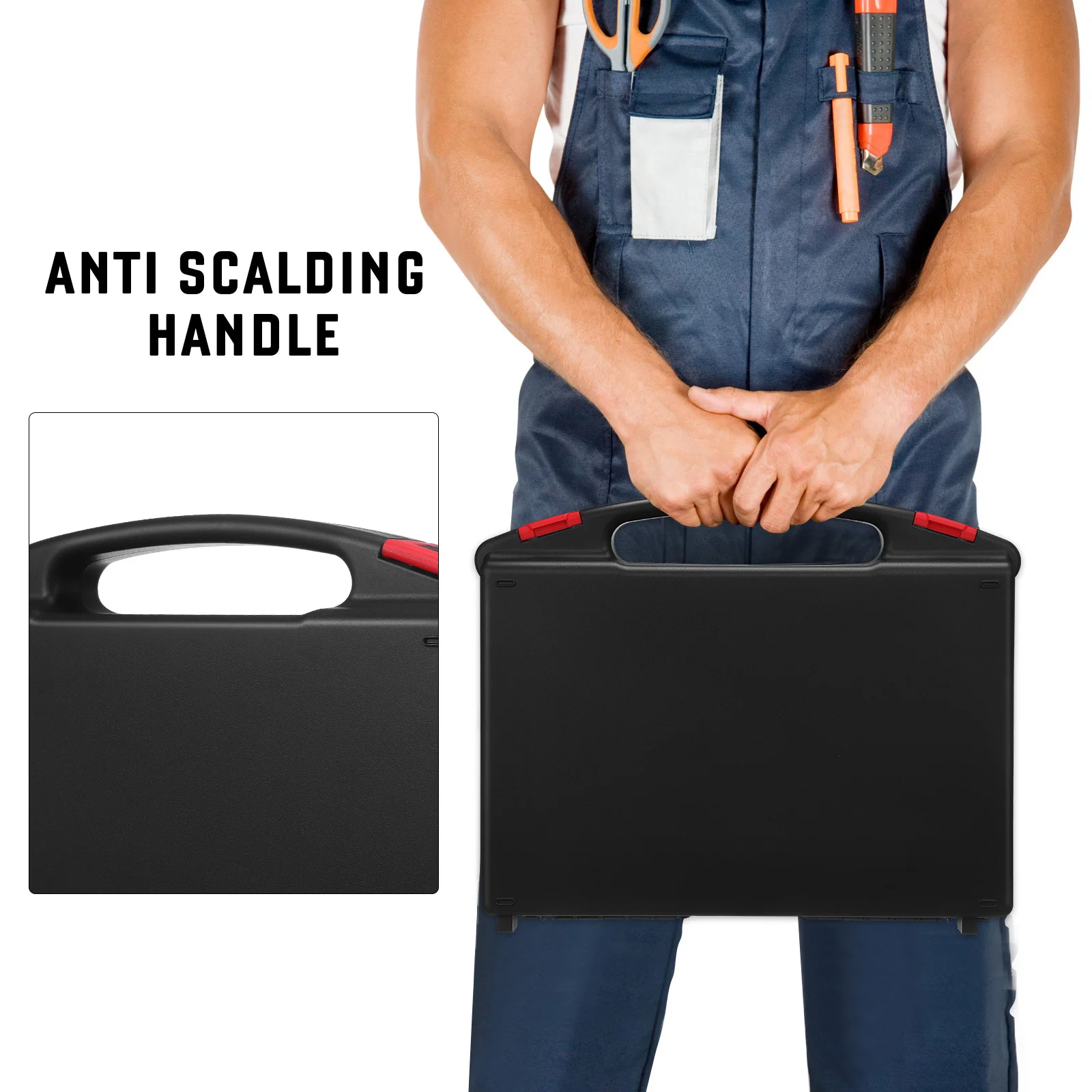 صندوق أدوات محمول، حافظة صلبة، صندوق أدوات بلاستيكي مع مشبك مقبض، منظم تخزين الأدوات متعدد الأغراض، سعة كبيرة #3