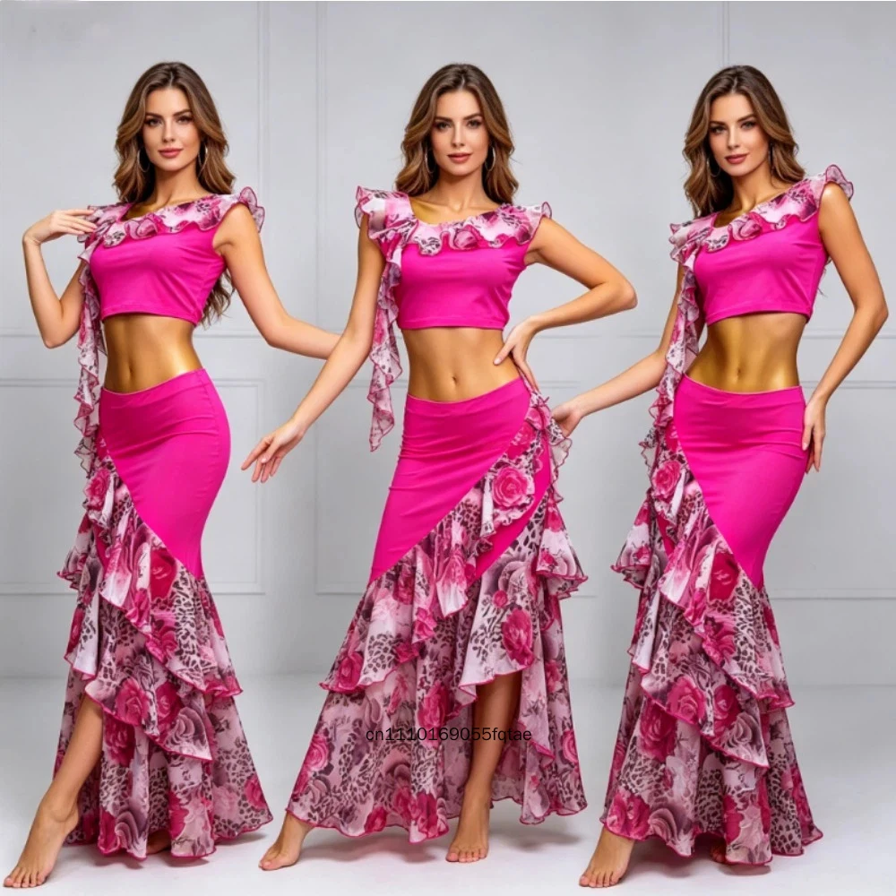 

2026 New Women Belly Dance Costume Set Oriental Dance Practice Training Clothes Stage Performance Outfit
