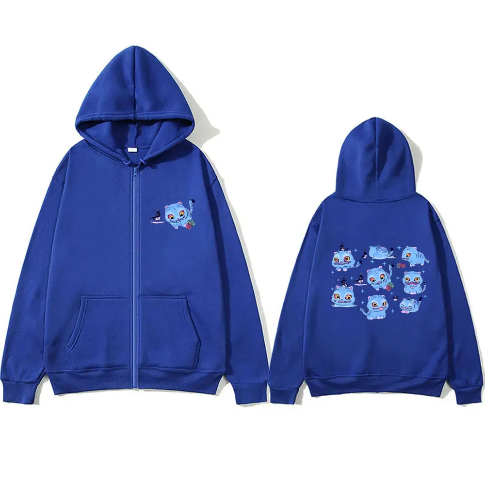 Kpop Demon Hunters Graphic Zipper Hoodie Cute Funny Derpy Tiger Print Jacket Coat Men Women Fashion Cartoon Trend Zip Up Hoodies