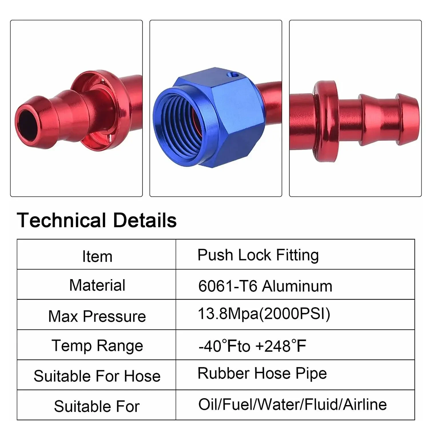 An4/An6/An8/An10/An12 Straight 45 90 180 Voor Brandstof Gasleiding Adapter Gasleiding Rood & Blauw Duwslot Brandstofslang Eindfitting Goed Verkopen