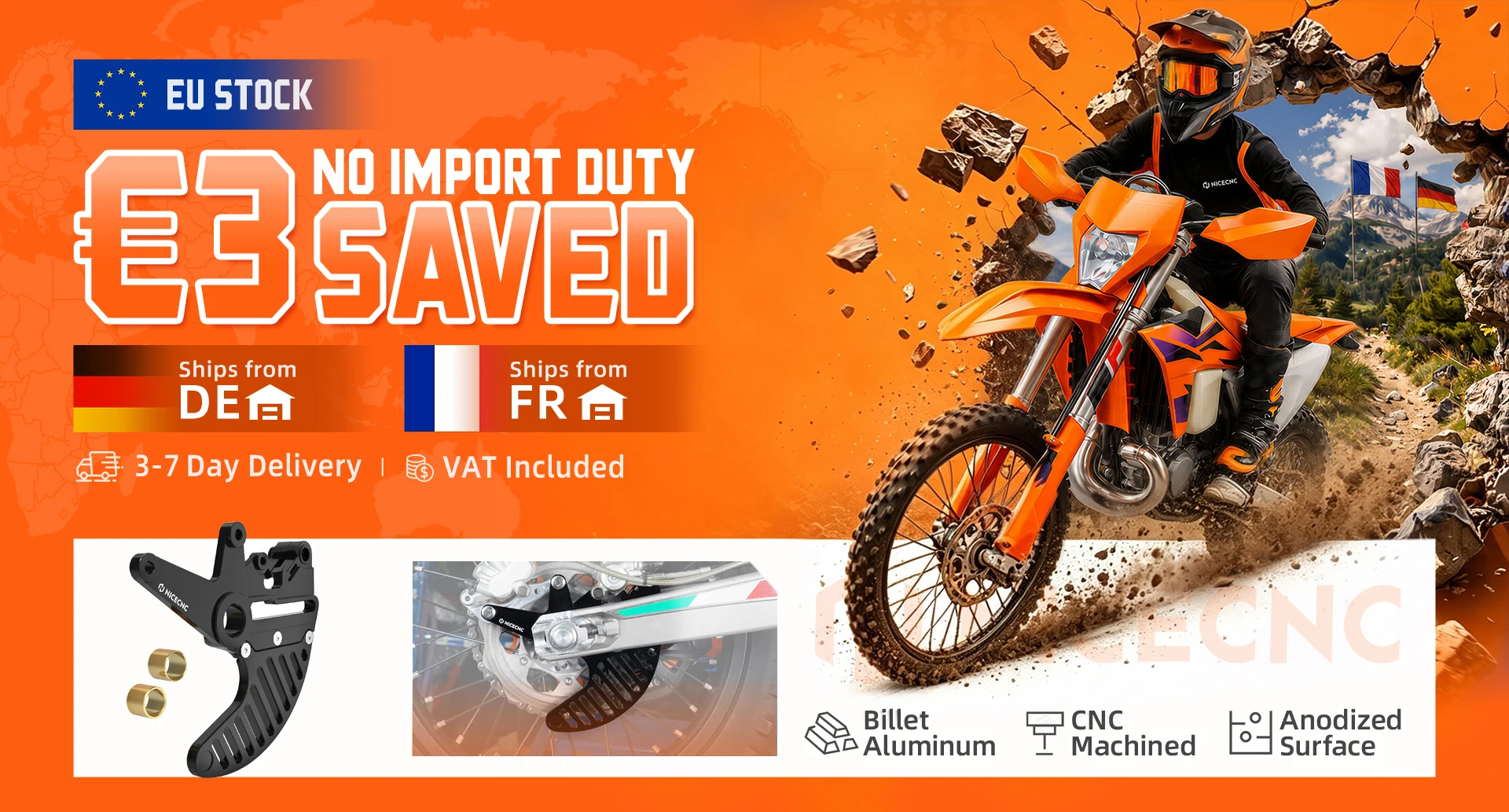 Für KTM EXC 300 2004-2025 EXCF 350 SX 125 SXF 250 SXF 450 Für Husqvarna GasGas EC300 Doppel-Bremssattelhalterung Stunt-Bremsscheibenschutz – Detail 1