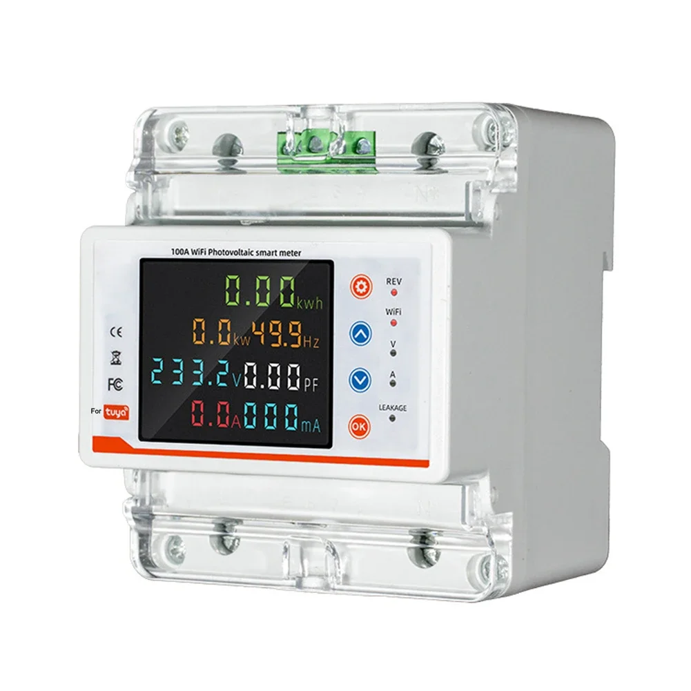 WiFi Single Phase Meter With Surge Protection Smart Circuit Breaker For Tuya  Business Buildings Solar Photovoltaic Systems