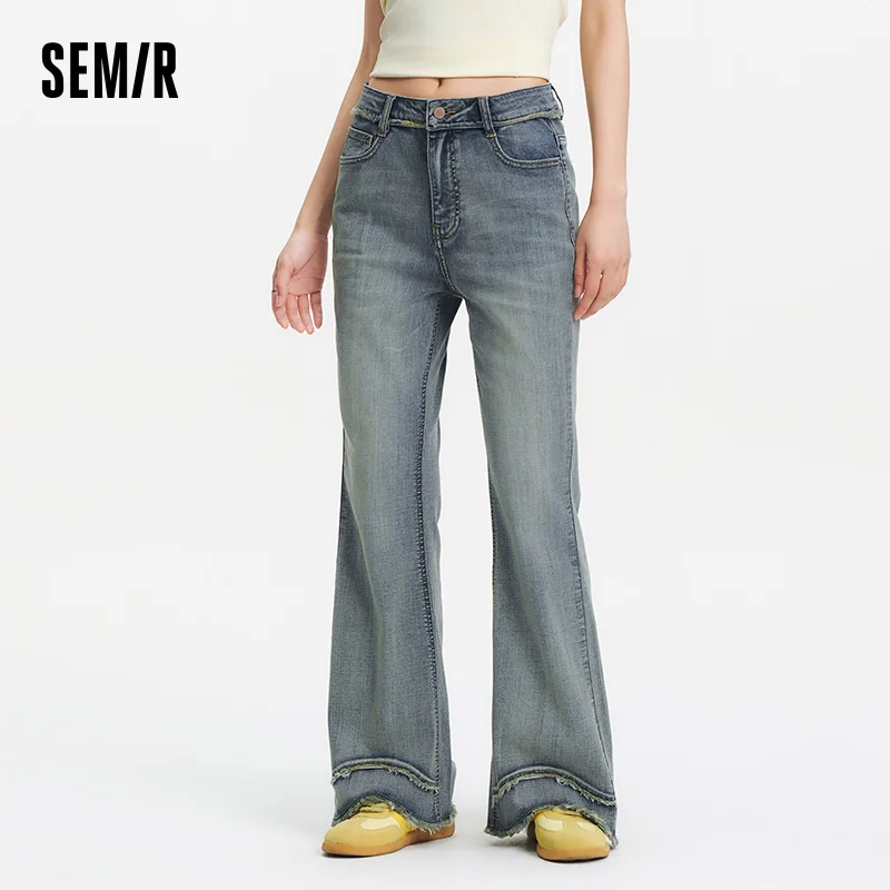 

Semir Jeans Women Distressed Hem Pants Street Style 2025 New Summer Flared Denim