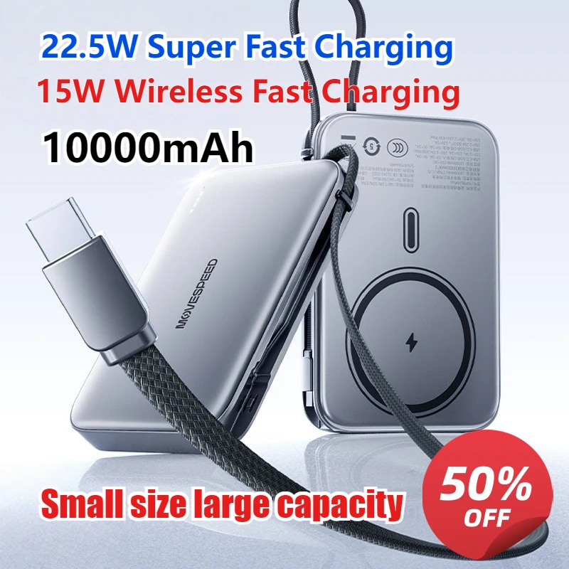 20000mAh 3C Certified YISHID Ultra-thin Wireless Power Bank with Built-in Cable & Wireless Charging Function