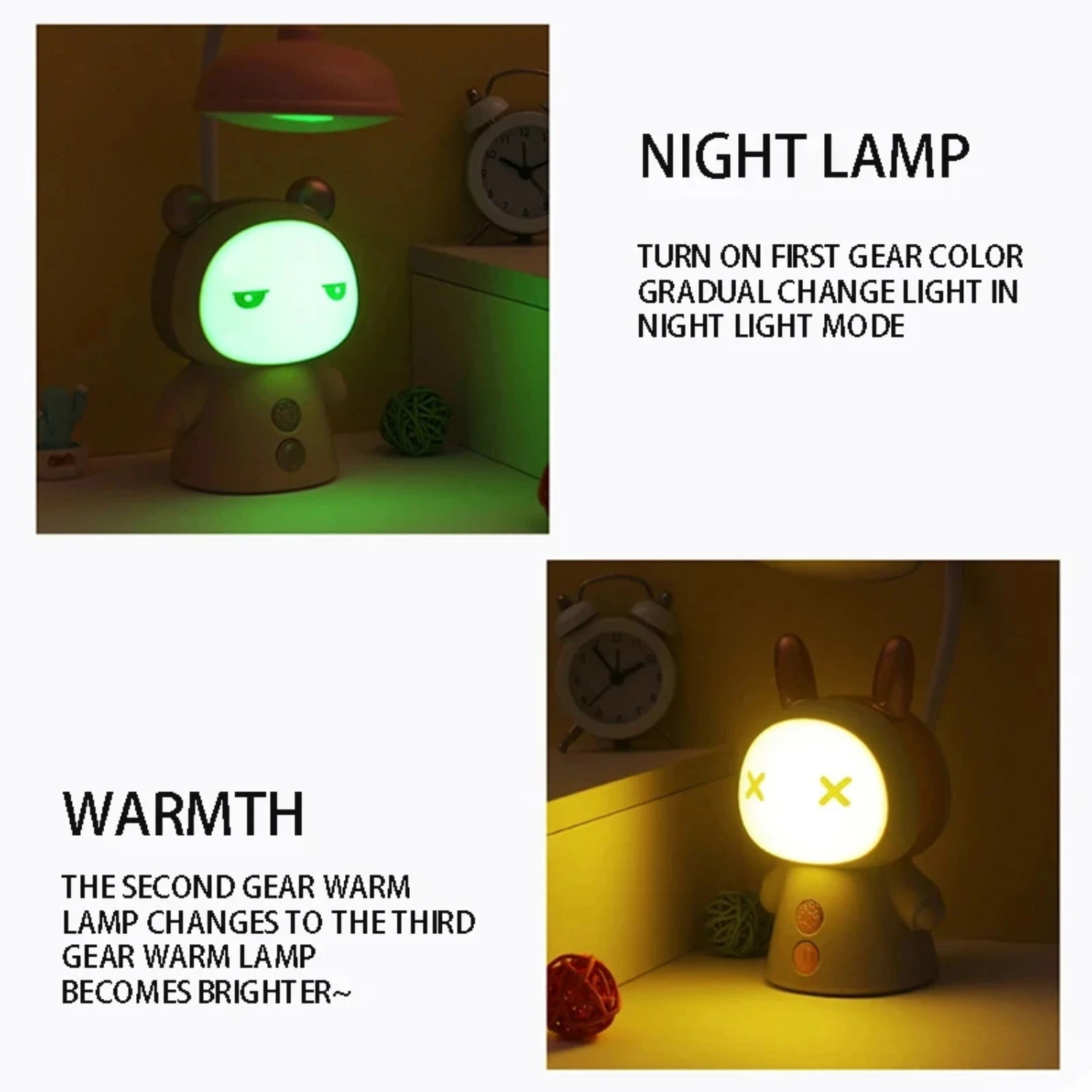 New Cute Cartoon Doll USB Recharge Battery Led Table Night Light Child Eye Protection Desk Lamp Learning Desk Lamp