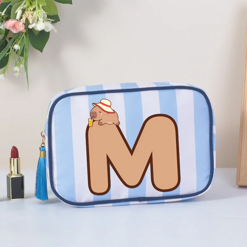 

Кошелек для монет Capybaras, маленькая свежая парусиновая сумка на молнии для мытья животных, сумка для наушников в полоску, косметичка с буквами A-Z, сумка для хранения денег, сумка