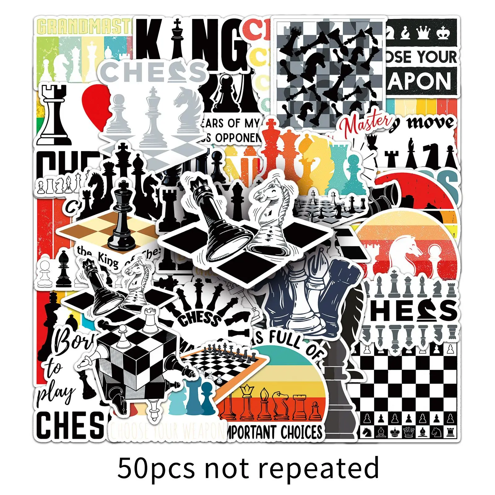 50pcs Cartoon Classic Chessr Series Graffiti Stickers For Mobile Phone Shell Skateboard Decorative Stickers DIY Toy Sticker Pack