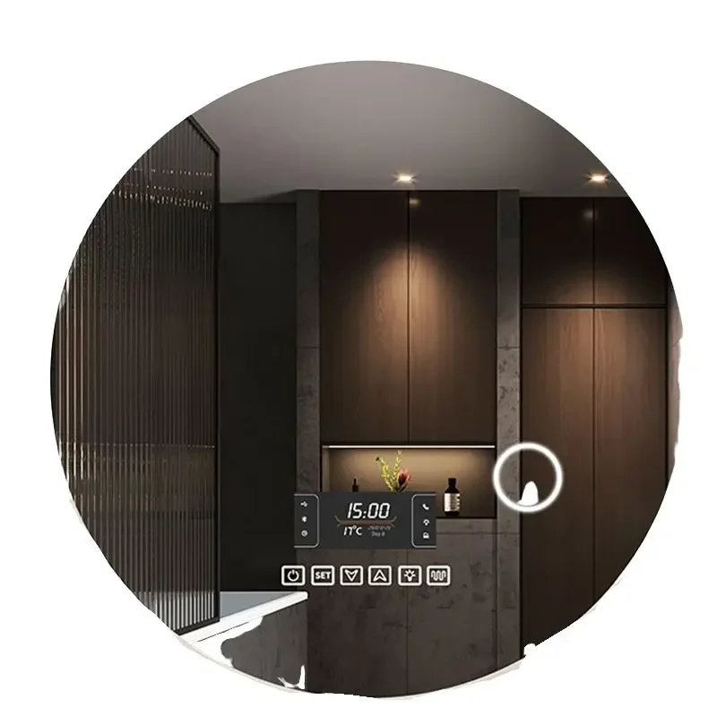 Modern Round Mirror Shower Fogless Makeup Aesthetic Bathroom Mirror Illuminated Unbreakable Espejo Inteligente Indoor Supplies