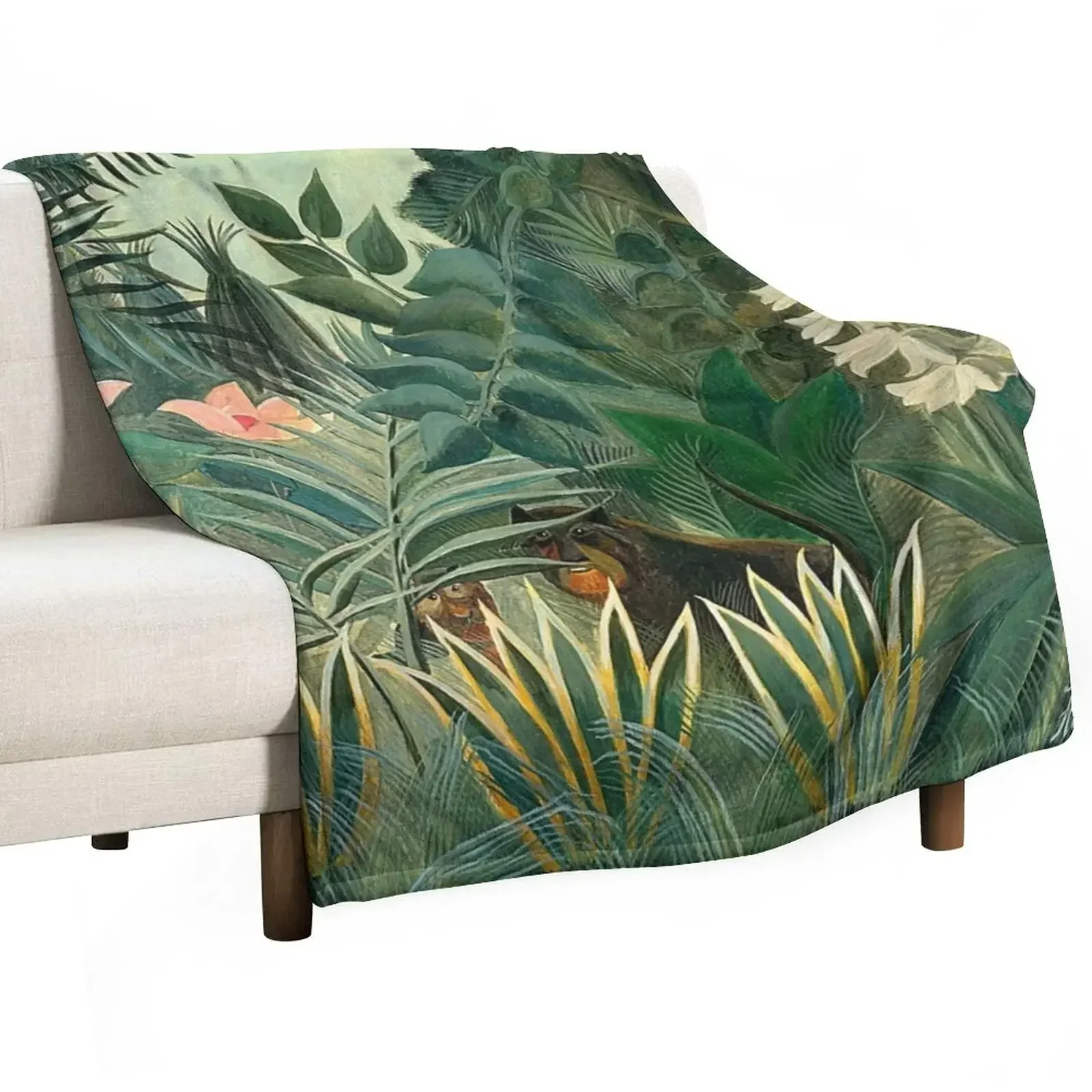 

Henri Rousseau - The Equatorial Jungle Throw Blanket Beautifuls christmas gifts Blankets