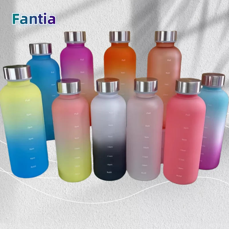 550ml Bottle With Time Marker Motivational Reusable Fitness Sports Outdoors Travel Leakproof BPA Free Frosted Plastic