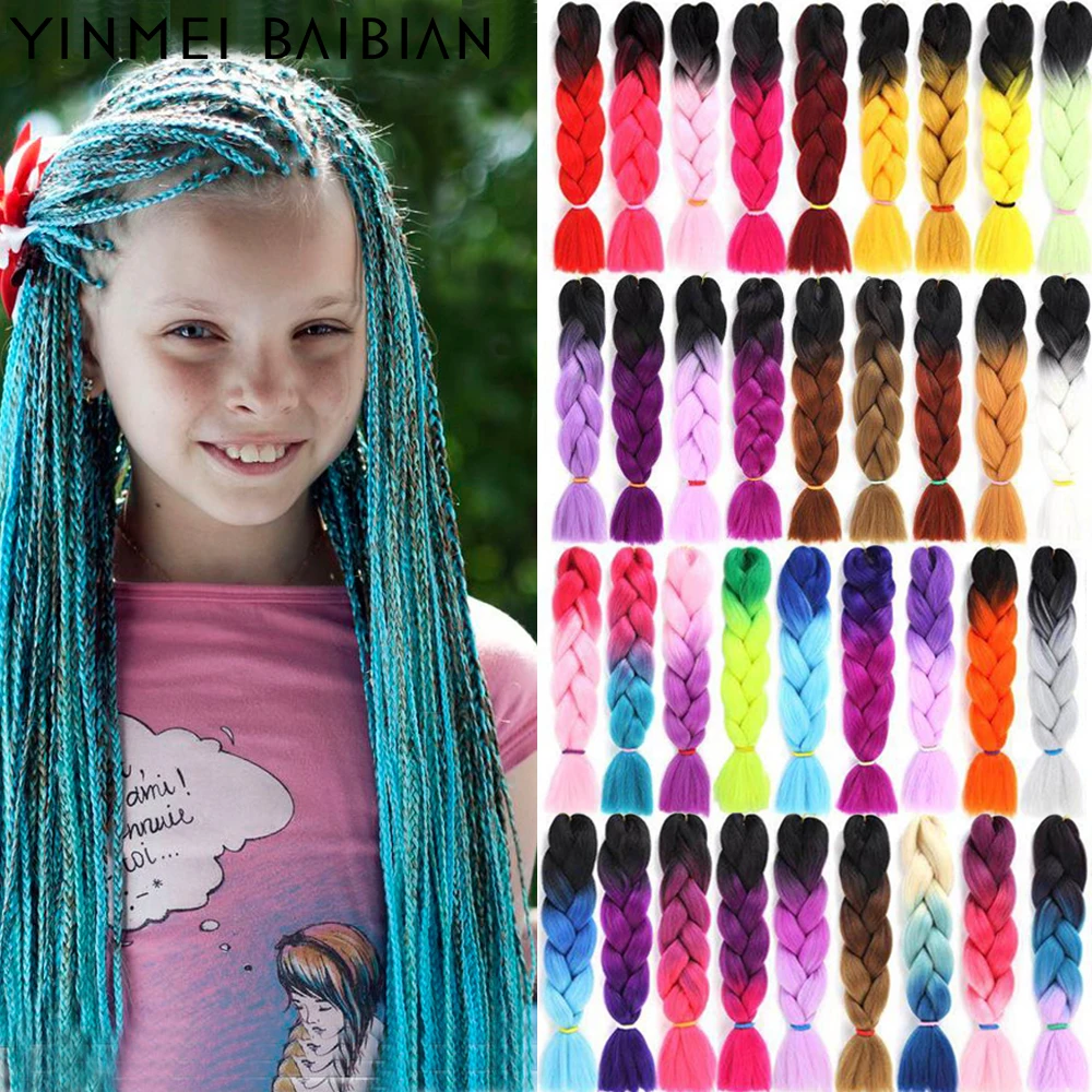 

Ombre Braiding Hair Synthetic Jumbo Braids Hair Extensions 24 inch Heat Resistant High Temperature Fiber for Afro Twist Crochet