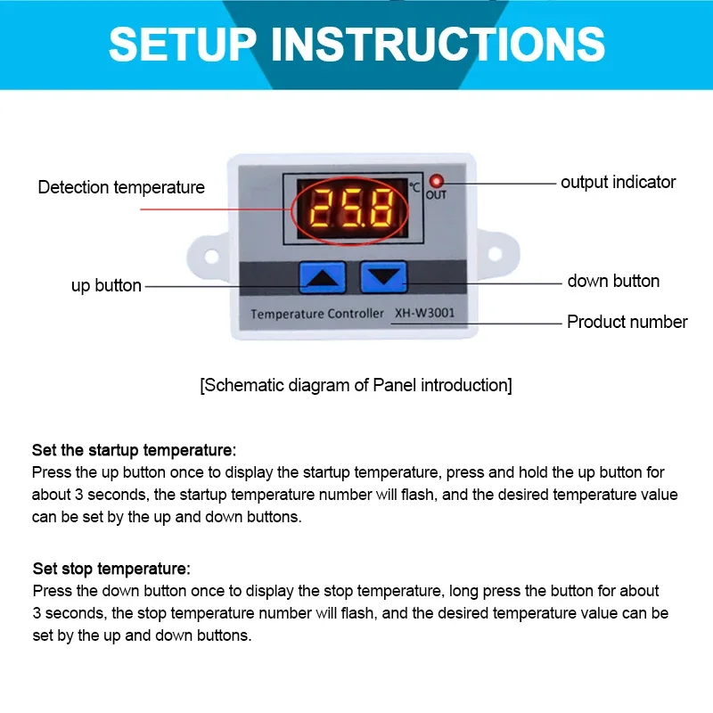 W300 الرقمية متحكم في درجة الحرارة الحواسيب الصغيرة متحكم في درجة الحرارة التحكم في درجة الحرارة التبديل 110 فولت 220 فولت 12 فولت 24 فولت #4