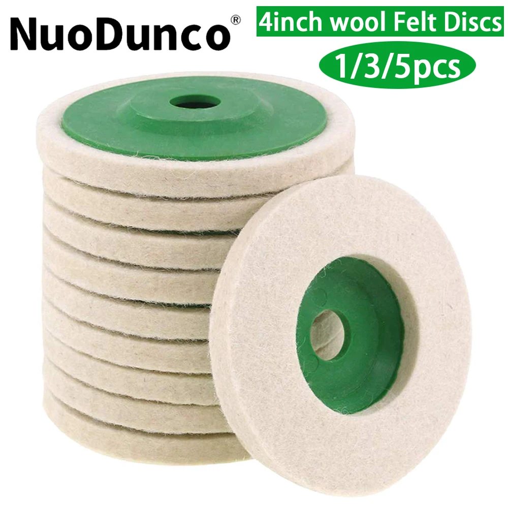 1/3/5Pcs 4inch Wool Polishing Wheels Buffing Pad Angle Grinder Wheel Felt Polishing Pad Disc For Metal Marble Glass Ceramics