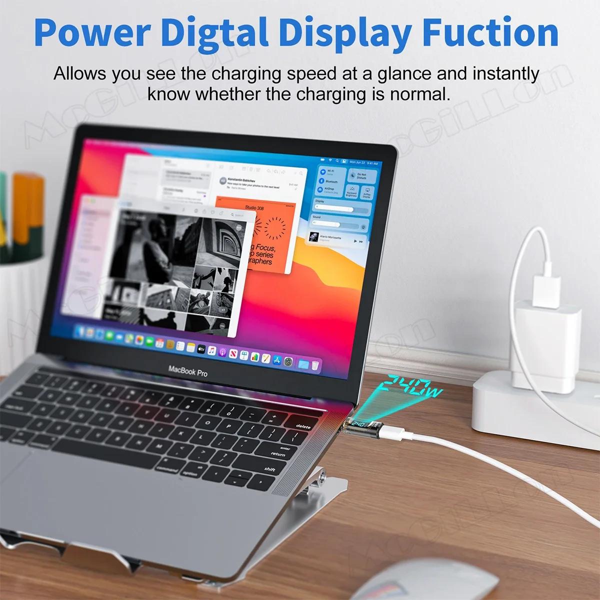 240W USB C Extender Digital LED Wattage Meter 8K Display 40Gbps USB4 Type-C Adapter for Thunderbolt3 Laptop Mobile Phone Charger