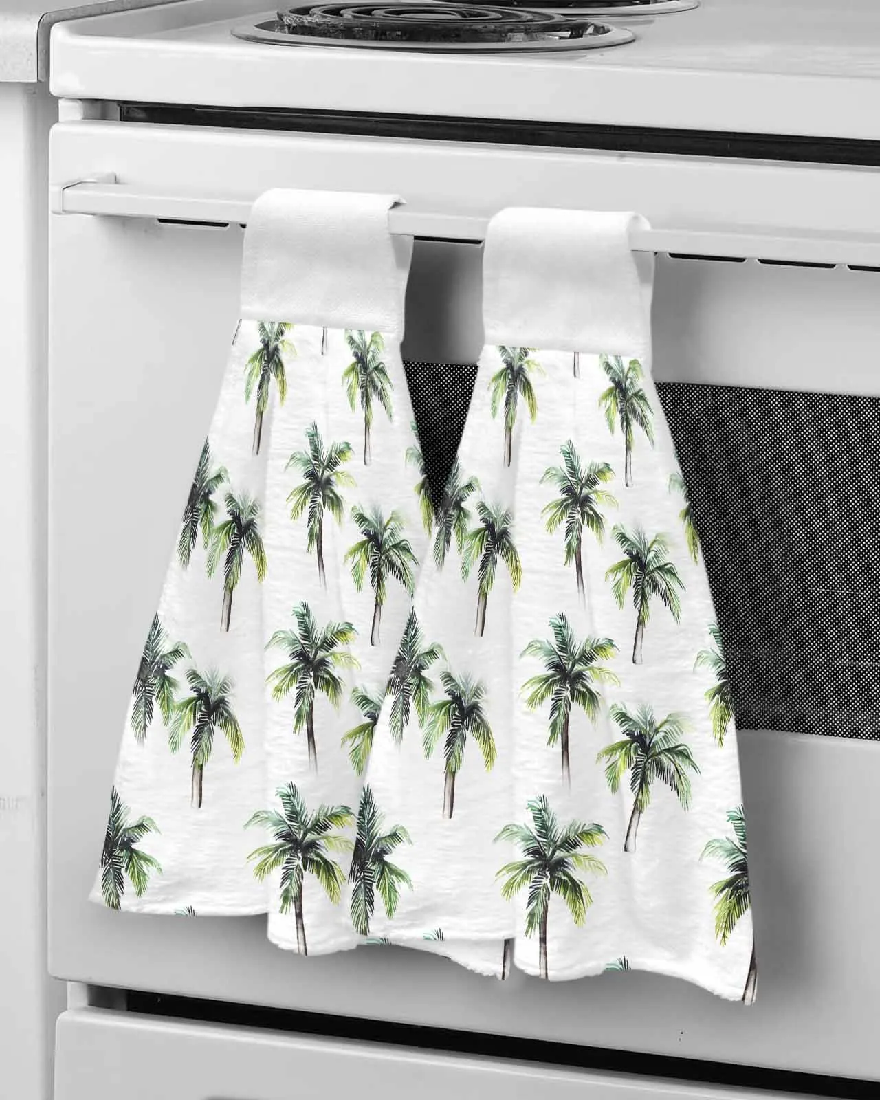 

Tropical Tree Modern Art Bathroom Hand Towel Kitchen Absorbent Custom Hanging Wipe Towel Soft Hand Cloth